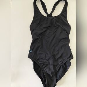 Women's Black Watermen Racer One-Piece Swimsuit Size 38